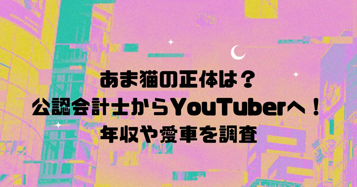 あま猫の正体は？公認会計士からYouTuberへ！年収や愛車を調査