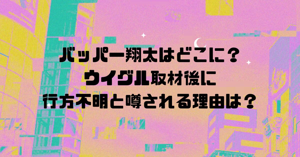 バッパー翔太はどこに？ウイグル取材後に行方不明と噂される理由は？